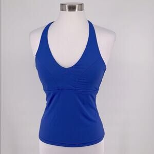 Athleta Women’s Blue Tankini Top Lace Up Back Size Small Removable Padding
